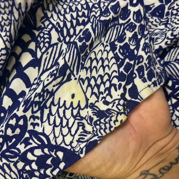 Lilly Pulitzer Target Blue White Strapless UpStream Fish Print Jumpsuit Size 1X - Picture 8 of 8